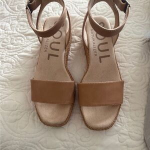 SOUL Naturalizer Tan Ankle-Strap Wedge Sandals
